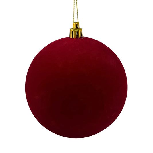 Crimson 4" Plastic Flocked Ball Ornament