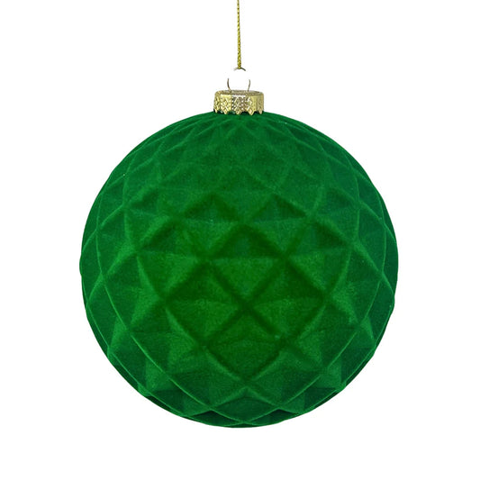 Green 6" Flocked Diamond Ball Ornament