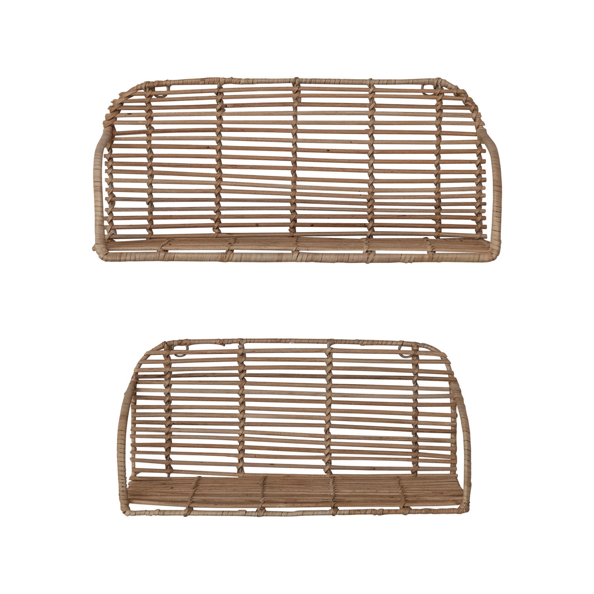 Hand-Woven Rattan & Metal Wall Shelf Natural