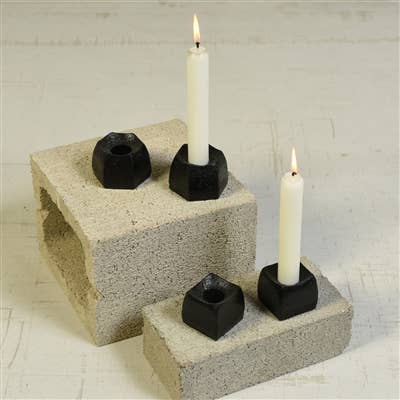 Tatara Taper Holder, Cast Iron - Square - Black