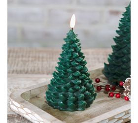 7" Green LED Wax Tree Candle