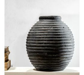 12" Black Terracotta Line Vase