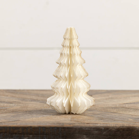 7.25" IVORY W/ GOLD TRIM PAPER TREE