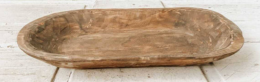 Medium Carved Bowl, Handmade, Farmhouse Décor #B - 7.3