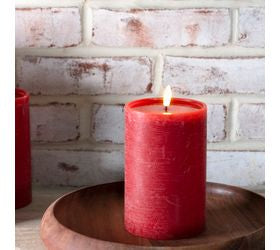 6" H Red Wide LED Pillar Candle
