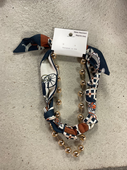 Gold Ball Necklace with Scarf