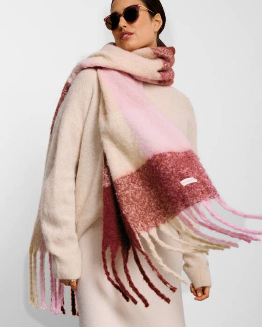 Pink/Dark Brown/Creme Scarf