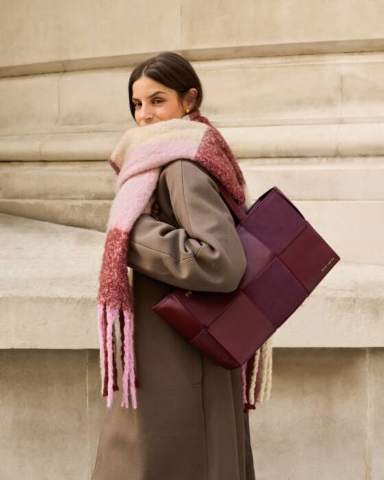 Pink/Dark Brown/Creme Scarf