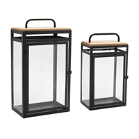 Lg Lantern with Wood Top