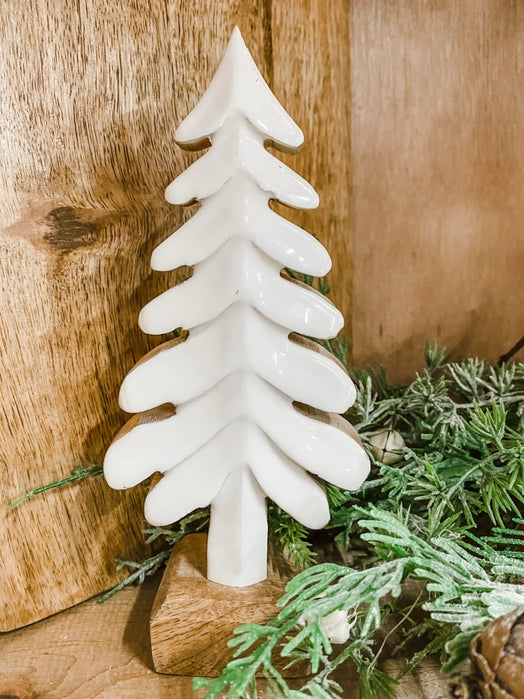 8" Wooden Tree w/ White Enamel