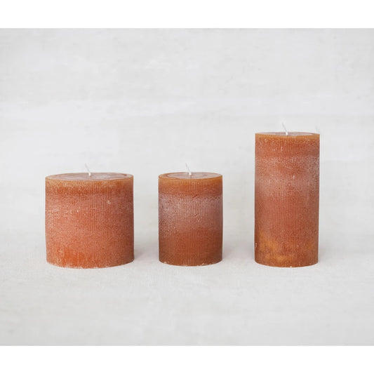 3x6 Unscented Pleated Pillar Candle-Acorn